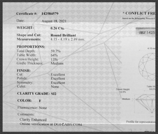 Anhänger 585 Gold, Brillant 0,26ct; DGI Zertifikat